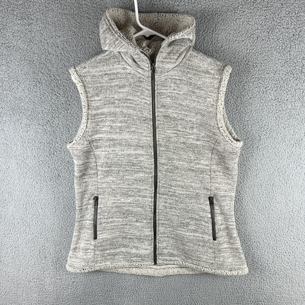 Kuhl Vest Womens Extra Large Heather Grey Sherpa Trim Sleeveless Full Zip Hooded